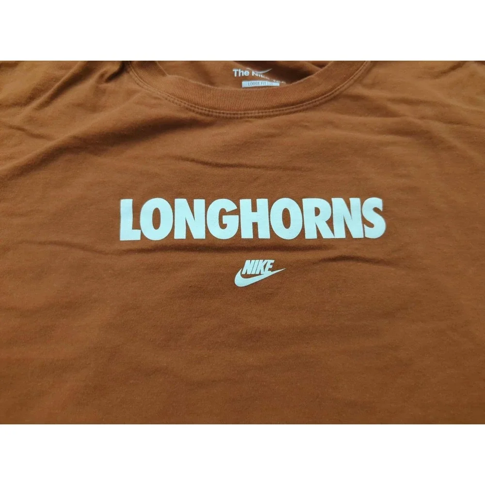 Texas Longhorns T Shirt Womens Large Loose Fit Cropped NCAA The‎ Nike Tee Orange